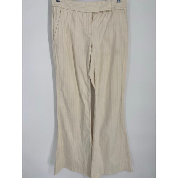 Theory Pants Women’s 2 Cream Flare Dress Striped Professional Career Office - Picture 1 of 9
